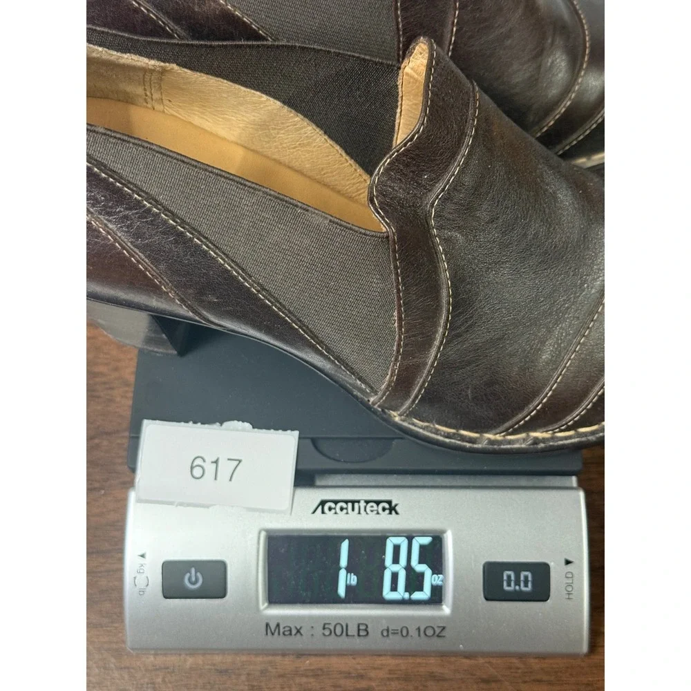 Sofft Leather Pumps Women 8.5 Brown Good‎ Slip On Block Heel Comfort Work Shoes